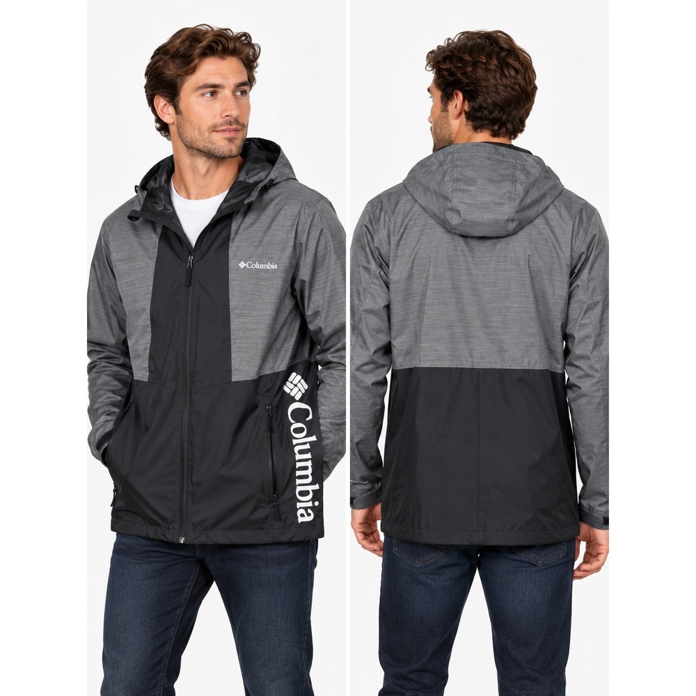 Columbia Omni-Tech Packable Waterproof Rain Jacket Men's Gray Black L
